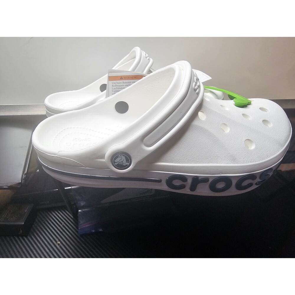 Crocs Bayaband Womens Slip-on Clogs Size 8 White Navy Water Friendly Lightweight - Picture 3 of 8
